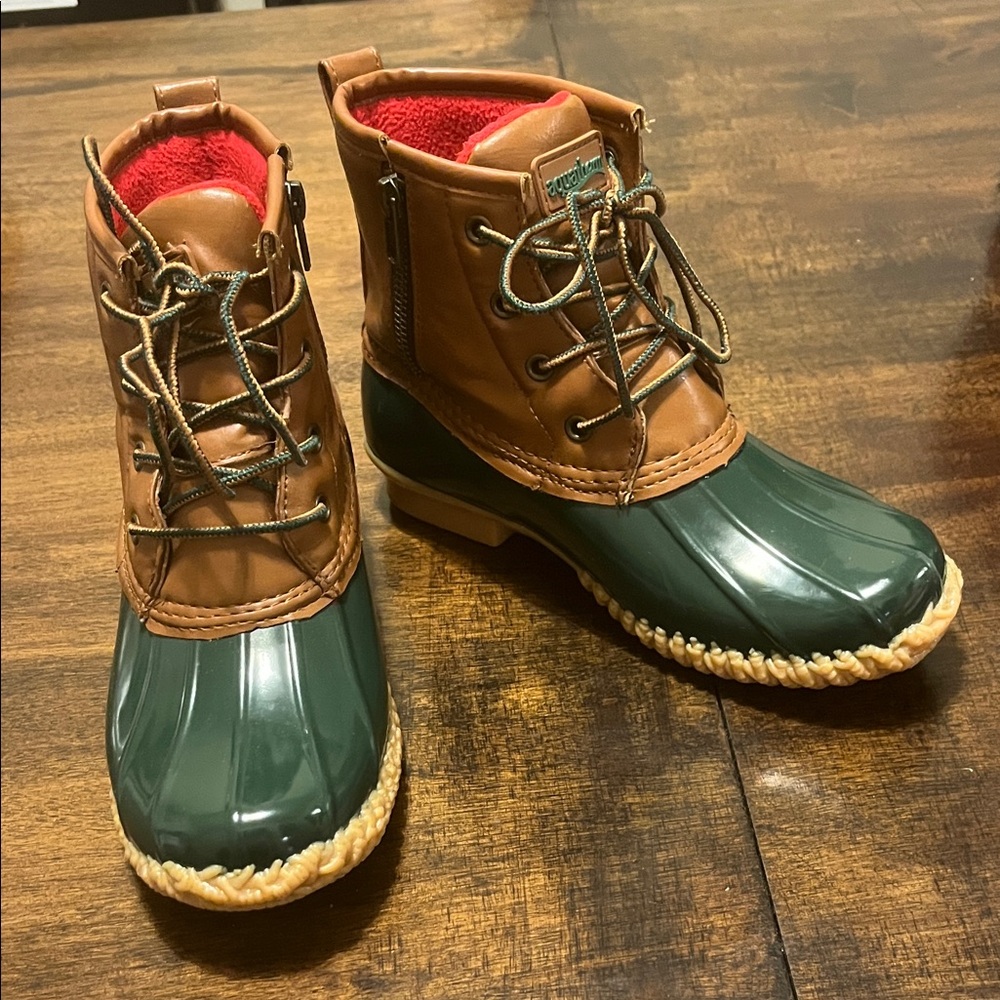 Aquatherm Rayna Women's Duck Boots in Green and Brown